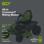60V 42″ Cordless Battery CrossoverT Riding Lawn Mower, (4) 8.0 Ah Batteries and (2) Dual-Port Turbo Chargers - Image 2