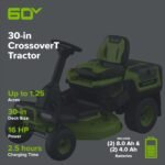 60V 30” CrossoverT Riding Lawn Tractor with (2) 8.0 Ah, (2) 4.0 Ah Batteries & 600-Watt Charger - Image 2