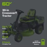 60V 30″ CrossoverT Riding Lawn Tractor with (4) 8.0 Ah Batteries and 600-Watt Charger - Image 2