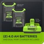 60V 25″ Self-Propelled Lawn Mower 4-pc Combo Kit: (2) 4.0 Ah Batteries and Dual-Port Charger - Image 14