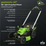 60V 25″ Self-Propelled Lawn Mower 4-pc Combo Kit: (2) 4.0 Ah Batteries and Dual-Port Charger - Image 4