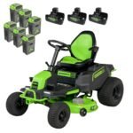 60V 42″ Cordless Battery CrossoverT Riding Lawn Mower: (6) 8.0 Ah Batteries and (3) Dual-Port Turbo Chargers